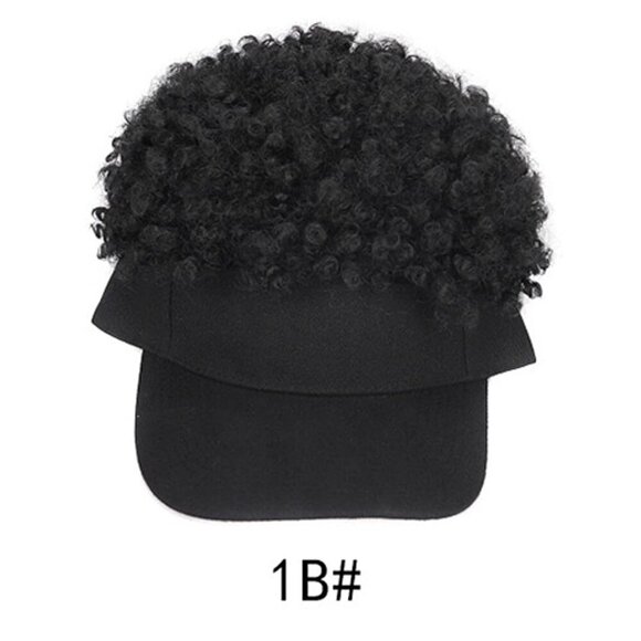 Black Baseball Cap with Synthetic Afro Puff Adjustable Fit Casual Use stylish main image 4